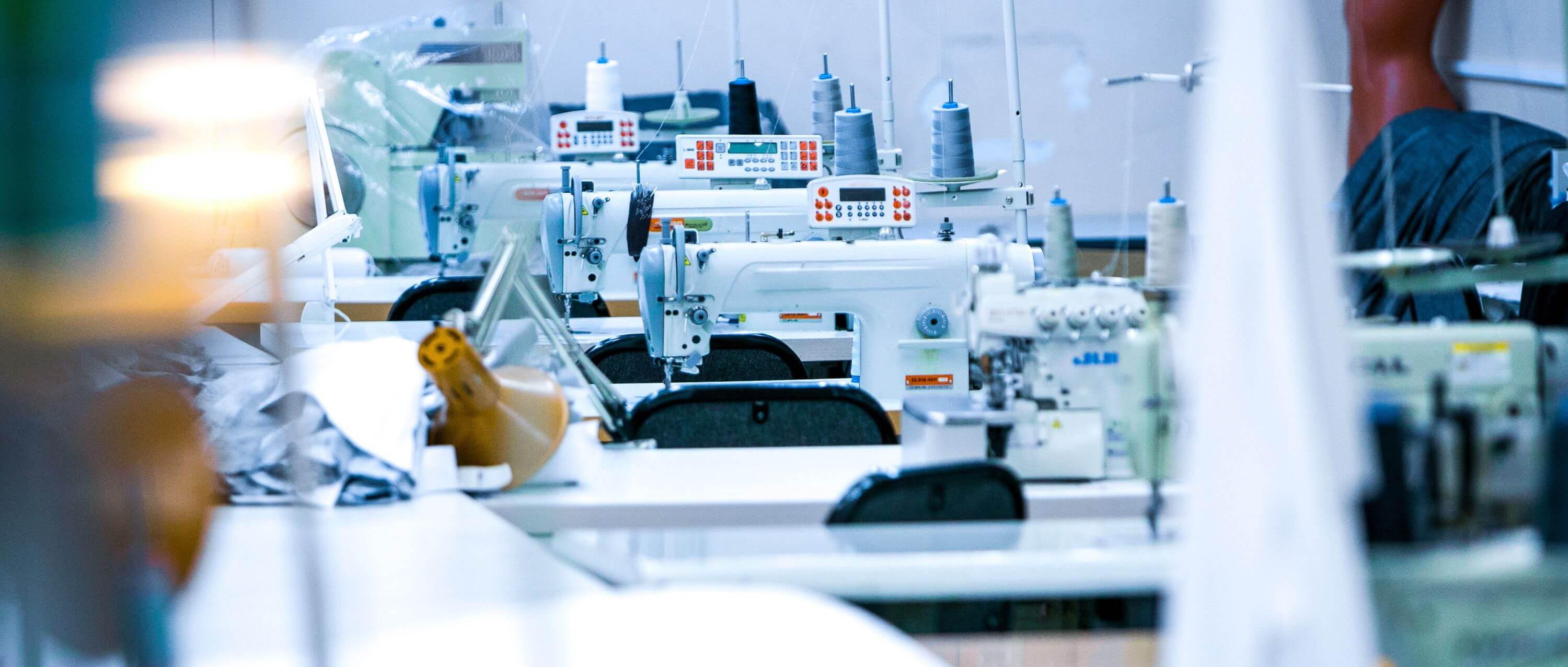 A row of sewing machines
